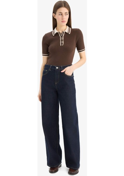 Regular Fit Düğmeli Polo Yaka Kısa Kollu Triko Kazak D4233AX25SP