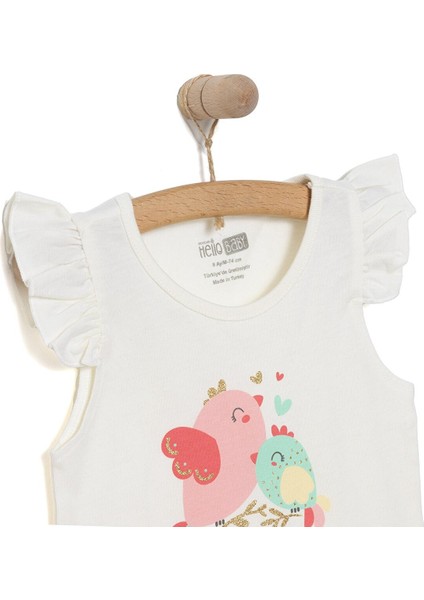 Basic Kız Kuş Baskılı Atlet T-Shirt Kız Bebek