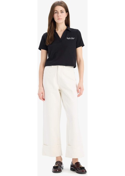 Slim Fit Dar Kesim Polo Yaka Nakış Baskı Baskılı Modal Kısa Kollu Tişört E5150AX25SM fiyatları