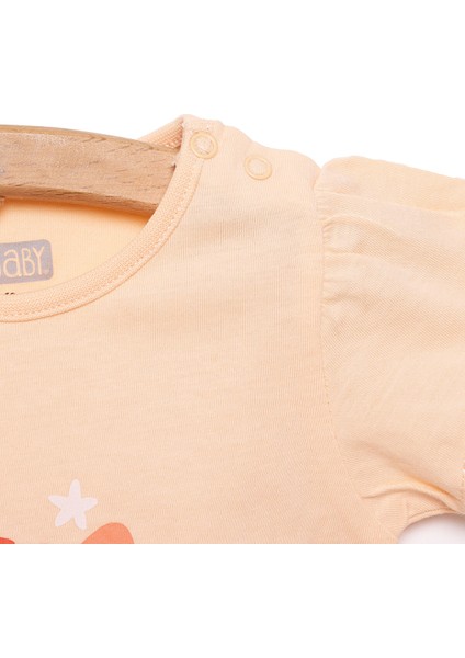 Basic Kız Star Kedi Baskılı T-Shirt Kız Bebek