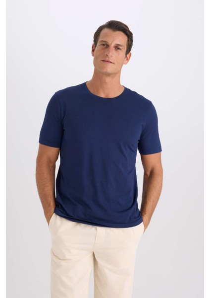 Slim Fit Dar Kesim Bisiklet Yaka Modal Karışımlı Pamuklu Basic Düz Kısa Kollu Tişört M6606AZ25SP modelleri