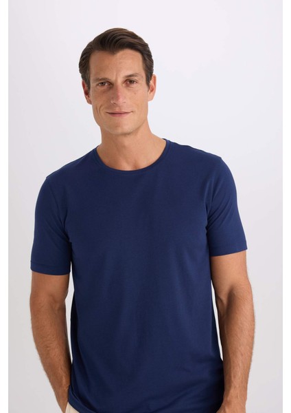Slim Fit Dar Kesim Bisiklet Yaka Modal Karışımlı Pamuklu Basic Düz Kısa Kollu Tişört M6606AZ25SP fırsatları