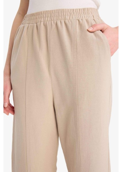 Keten Karışımlı Basic Düz Kısa Paça Harem Pantolon B7506AX25SP indirimleri