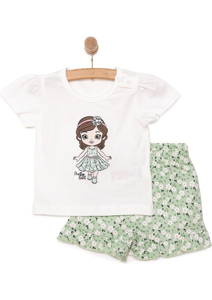 Basic Erkek Çiçek ve Kız Baskılı Şortlu Takım Kız Bebek modelleri