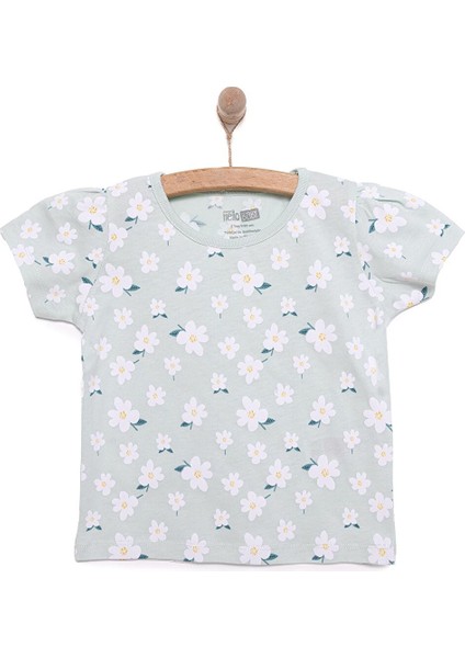 Basic Kız Papatya Baskılı T-Shirt Kız Bebek