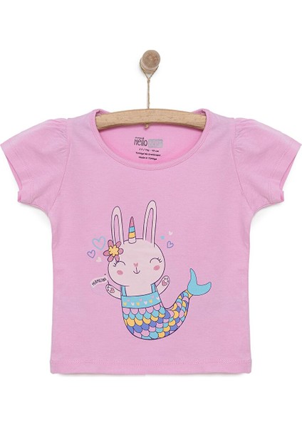 Basic Kız Deniz Kızı Unicorn Baskılı T-Shirt Kız Bebek