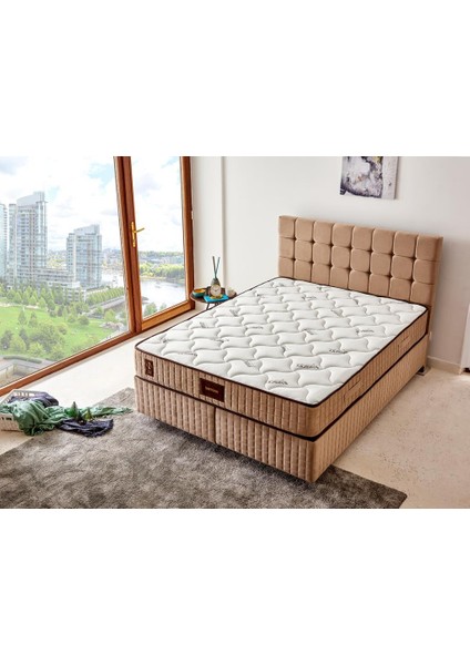 Niron Bamboo Yatak 80x200 Tek Kişilik Doğal Bambu Kumaş Tam Ortopedik Orta Sert Yaylı Yatak