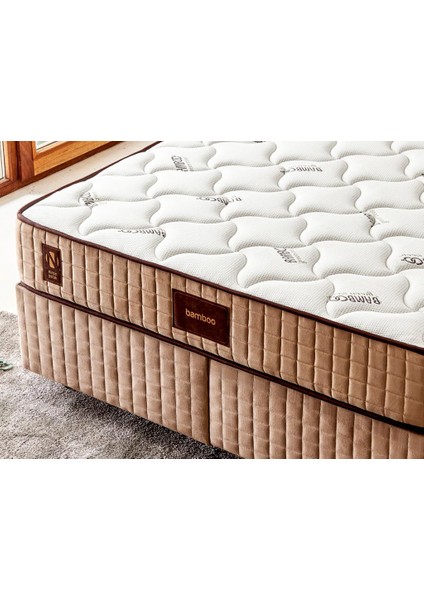 Niron Bamboo Yatak 80x200 Tek Kişilik Doğal Bambu Kumaş Tam Ortopedik Orta Sert Yaylı Yatak