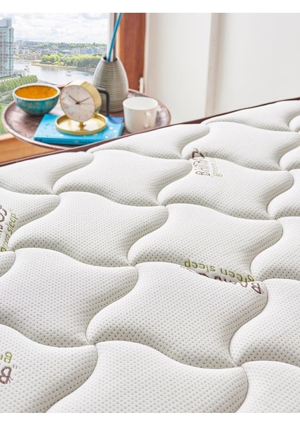 Niron Bamboo Yatak 80x200 Tek Kişilik Doğal Bambu Kumaş Tam Ortopedik Orta Sert Yaylı Yatak