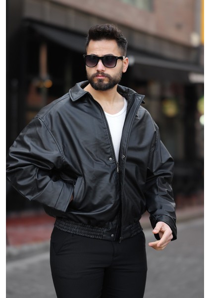 Oversize Vintage Erkek Siyah Deri Ceket fiyatları