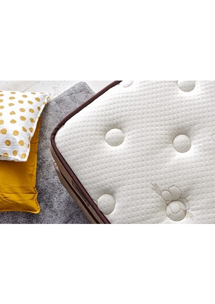 Organic Cotton Yatak 80x180 Tek Kişilik Doğal Pamuk Kumaşlı Ekstra Lüks Yumuşak Yatak 32 cm