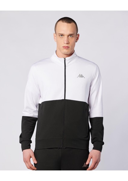 Keita Full Zip Erkek Siyah-Beyaz Regular Fit Fermuarlı Eşofman Üstü
