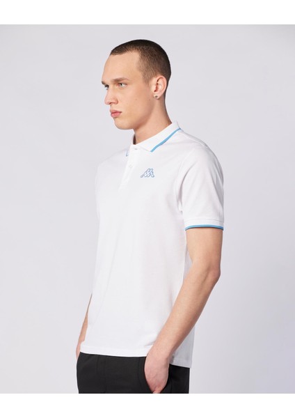 Flu Tur Erkek Beyaz-Mavi Regular Fit Polo Yaka Tişört fiyatları