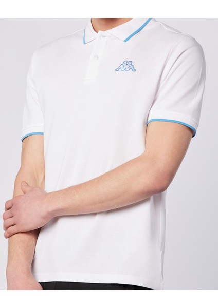 Flu Tur Erkek Beyaz-Mavi Regular Fit Polo Yaka Tişört modelleri