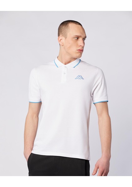 Flu Tur Erkek Beyaz-Mavi Regular Fit Polo Yaka Tişört fırsatları