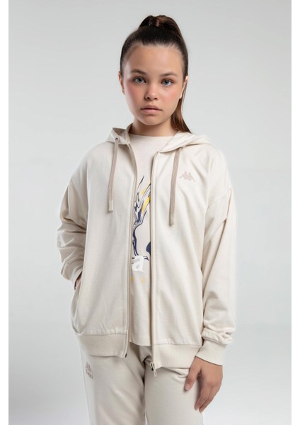 Authentic Kallie Kız Çocuk Bej Regular Fit Fermuarlı Eşofman Üstü
