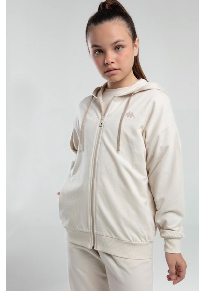 Authentic Kallie Kız Çocuk Bej Regular Fit Fermuarlı Eşofman Üstü