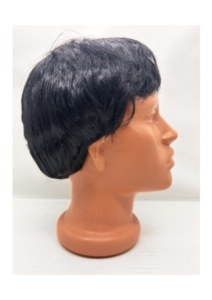 Siyah Renk Kısa Kesim Içi Astarlı Erkek Peruğu