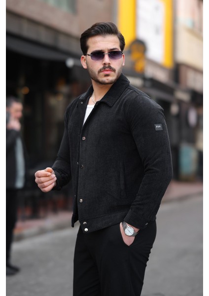 Erkek Klasik Yaka Düğmeli Siyah Kadife Ceket fiyatları