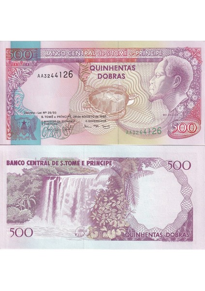 Saint Thomas & Prince 1993 Yılı 500 Dobras Yabancı Kağıt Para Çil (Unc) Koleksiyon Para