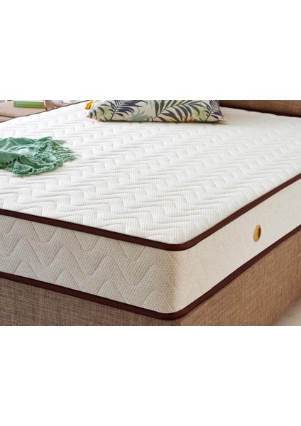 Exclusive Yatak 90x190 Tek Kişilik Visco Yatak Ekstra Lüks Yaysız Yatak 24 cm Pamuklu Keten Doğal Kumaş