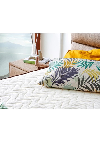 Exclusive Yatak 90x190 Tek Kişilik Visco Yatak Ekstra Lüks Yaysız Yatak 24 cm Pamuklu Keten Doğal Kumaş