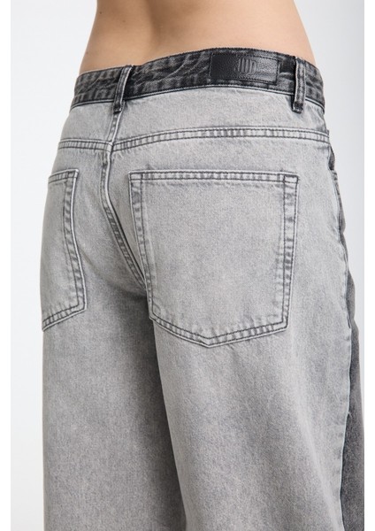 Reneta 197 Normal Bel Çift Renk Siyah Gri Baggy Jeans Kadın modelleri