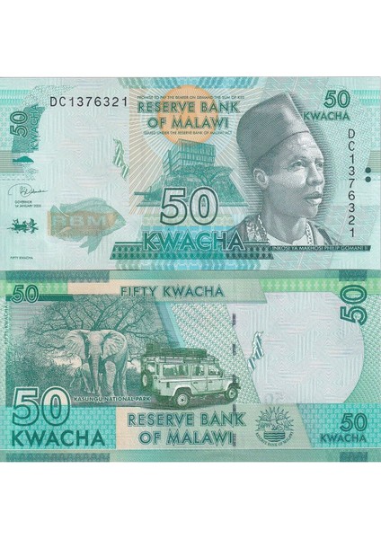 Malawi 2020 Yılı 50 Kwacha Yabancı Kağıt Para Çil (Unc) Koleksiyon Para