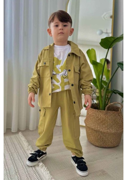 Kargo Cepli Ceketli 3 Lü Erkek çocuk takım - Yeşil modelleri