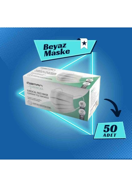 Surgical Mask | 3 Katlı Beyaz Maske | Meltblown Ultrasonik