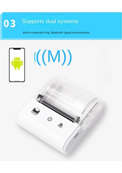 Kablosuz Mini Termal Yazıcı Taşınabilir Bluetooth Makbuz Yazıcısı Termal Bt 58MM Termal Makbuz Baskı Beyaz Abd Tak (Yurt Dışından)