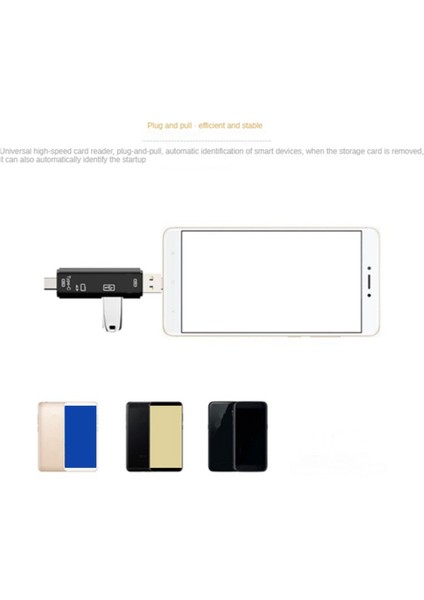 5'i 1 Arada USB 2.0 Tip C/usb /-Usb/tf/sd Hafıza Kartı Okuyucu Otg Kart Okuyucu Adaptörü Mobil, Siyah (Yurt Dışından)