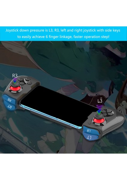 13.4 (Siyah) Üzeri Android ve Cep Telefonu Oyun Kontrolörleri Için Kablosuz Geri Çekilebilir Bluetooth Gamepad (Yurt Dışından) modelleri