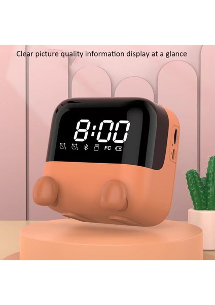 Kablosuz Fm Radyo Taşınabilir Bluetooth Hoparlör LED Ekran Desteği ile Masaüstü Çalar Saat Eller Serbest / Tf Kart Oynatma - Pembe (Yurt Dışından) modelleri
