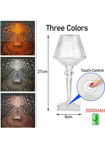 3 Renk Dokunmatik Kristal Masa Lambası USB Kablosuz Karartma Başucu Lambası Romantik Dekoratif Masa Lambası Restoran Bar Için (Yurt Dışından) fiyatları