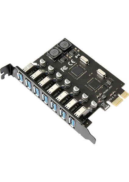 Pcıe - Usb3.0 Adaptör Kartı 7 Port USB 3.0 Pcı-E Masaüstü Bilgisayar Genişletme Kartı Ücretsiz Harici Güç Kaynağı Güç Kaynağı (Yurt Dışından)