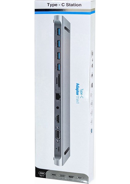 11 In 1 Type C Dock USB Hub 3.0 Splitter Çoklu Bağlantı Noktası Adaptörü 4K Uyumlu RJ45 Sd/tf VGA Pd Ses Dizüstü Bilgisayar Standı (Yurt Dışından)