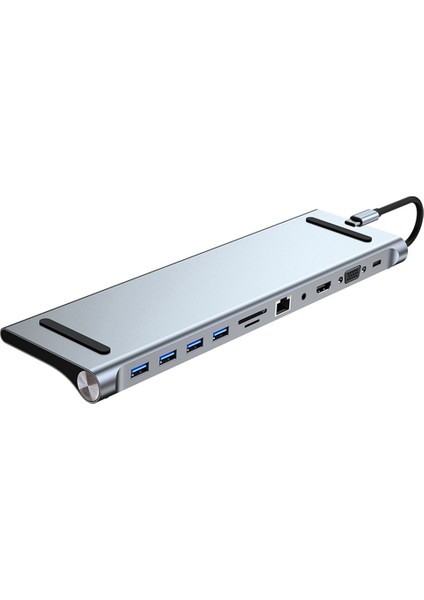 11 In 1 Type C Dock USB Hub 3.0 Splitter Çoklu Bağlantı Noktası Adaptörü 4K Uyumlu RJ45 Sd/tf VGA Pd Ses Dizüstü Bilgisayar Standı (Yurt Dışından)