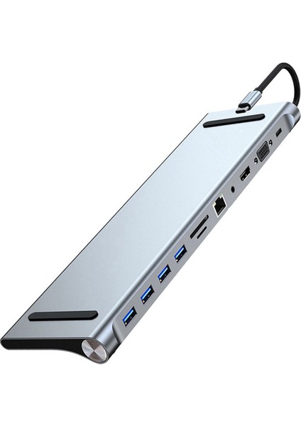 11 In 1 Type C Dock USB Hub 3.0 Splitter Çoklu Bağlantı Noktası Adaptörü 4K Uyumlu RJ45 Sd/tf VGA Pd Ses Dizüstü Bilgisayar Standı (Yurt Dışından)