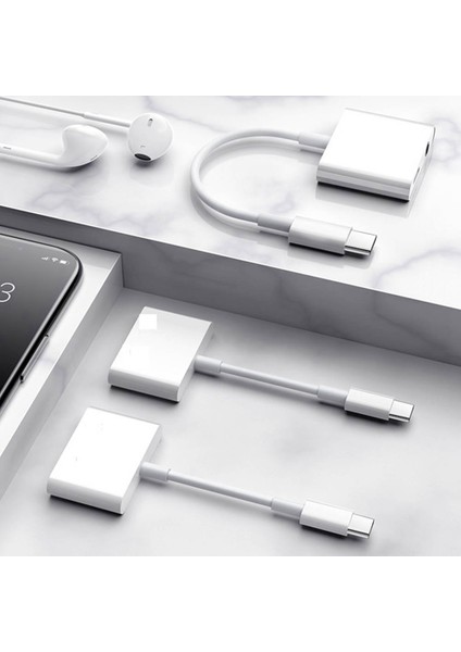 Typec - Çift C Kulaklık ve Şarj Adaptörü 2'si 1 Arada Hub Ses Şarj Cihazı Ayırıcı Pd 3.0 60W Hızlı Şarj Ayırıcı (Yurt Dışından) modelleri