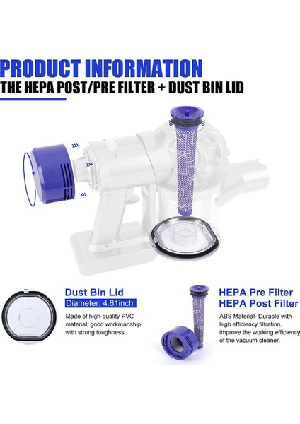 Dyson V7 V8 Için Toz Haznesi Kapağı Pre&post Hepa Filtre Seti (Yurt Dışından)
