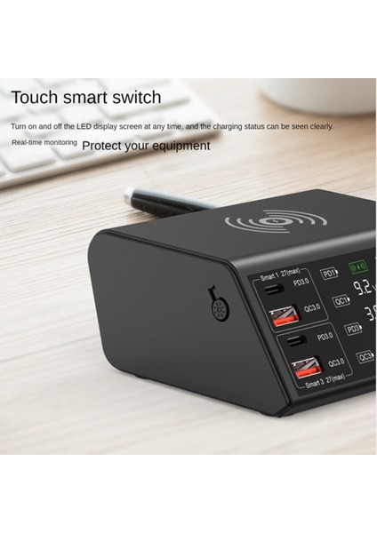 Çok Bağlantı Noktalı Cep Telefonu Şarj Cihazı 4 Yollu Şarj Cihazı 100W Güç Uyumlu LED Akıllı Dijital Ekran, Abd Fişli (Yurt Dışından)