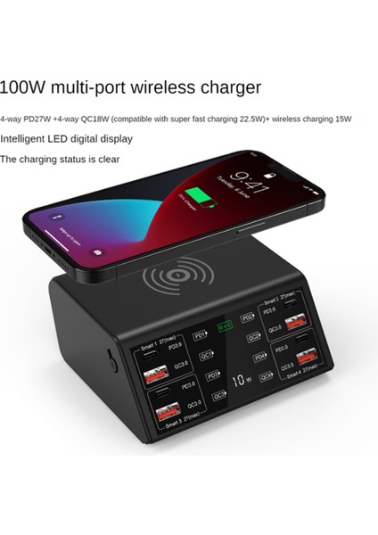 Çok Bağlantı Noktalı Cep Telefonu Şarj Cihazı 4 Yollu Şarj Cihazı 100W Güç Uyumlu LED Akıllı Dijital Ekran, Abd Fişli (Yurt Dışından) fiyatları