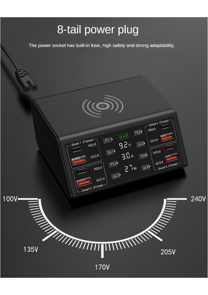 Çok Bağlantı Noktalı Cep Telefonu Şarj Cihazı 4 Yollu Şarj Cihazı 100W Güç Uyumlu LED Akıllı Dijital Ekran, Abd Fişli (Yurt Dışından) modelleri