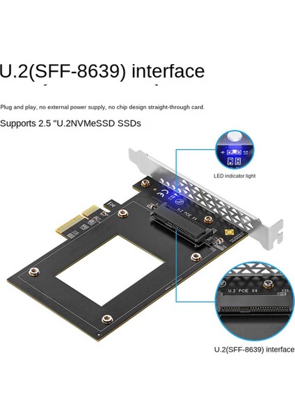 Pcıe4.0 - U.2 Gerçek Hız 7000MB Genişletme Kartı U2 Adaptör Kartı Nvme SSD Kablosuz Ağ Kartı IO-PCE8639-U2 (Yurt Dışından)