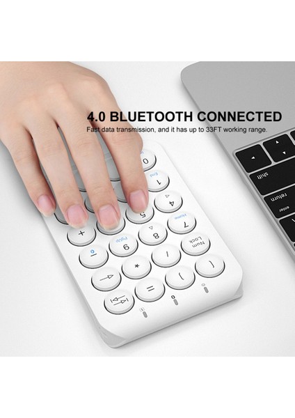 Kablosuz Sayısal Tuş Takımı Bluetooth Sayısal Tuş Takımı Yuvarlak Klavye Tuşları Numpad 22 Tuşlar Şarj Edilebilir Numara Klavye (Beyaz) (Yurt Dışından) modelleri