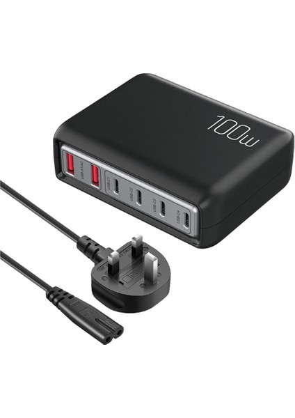 20W Hızlı Şarj Cep Telefonu Şarj Cihazı Için Taşınabilir 100W Çok Bağlantı Noktalı Şarj Cihazı, Birleşik Krallık Fişli, Siyah (Yurt Dışından)
