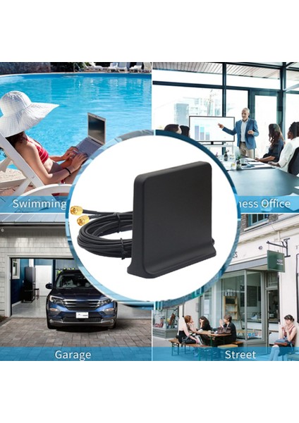 Sinyal Güçlendirme 5g 4g Lte 3g Gsm Mimo Anten Yüksek Kazanç 12DBI 600-6000MHZ Harici Omni Wifi Anteni (Ts9 Adaptörlü Siyah) (Yurt Dışından)