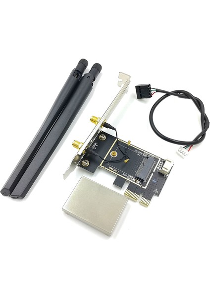 Ngff M2 Kablosuz Kart Pcı-E Pcie Masaüstü Bluetooth Dönüştürücü Adaptör Için 2 Ac Anten ile AX200 9260AC 8265NGW (Yurt Dışından)
