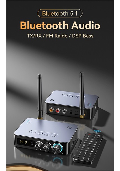 Tebe Nfc Bluetooth 5.1 Ses Alıcı Verici Koaksiyel Rca Kablosuz Bas Tiz Müzik Adaptörü Fm Radyo (M9 Pro) (Yurt Dışından) indirimleri